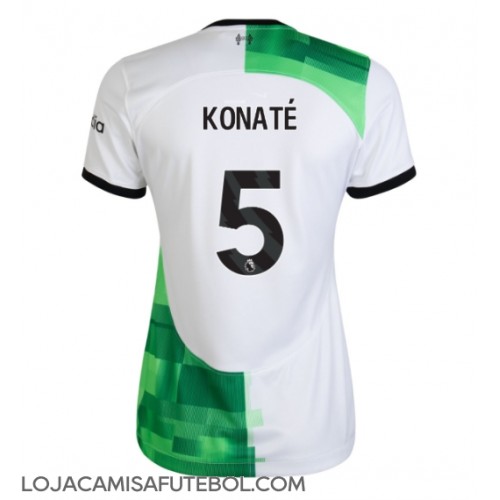 Camisa de Futebol Liverpool Ibrahima Konate #5 Equipamento Secundário Mulheres 2023-24 Manga Curta